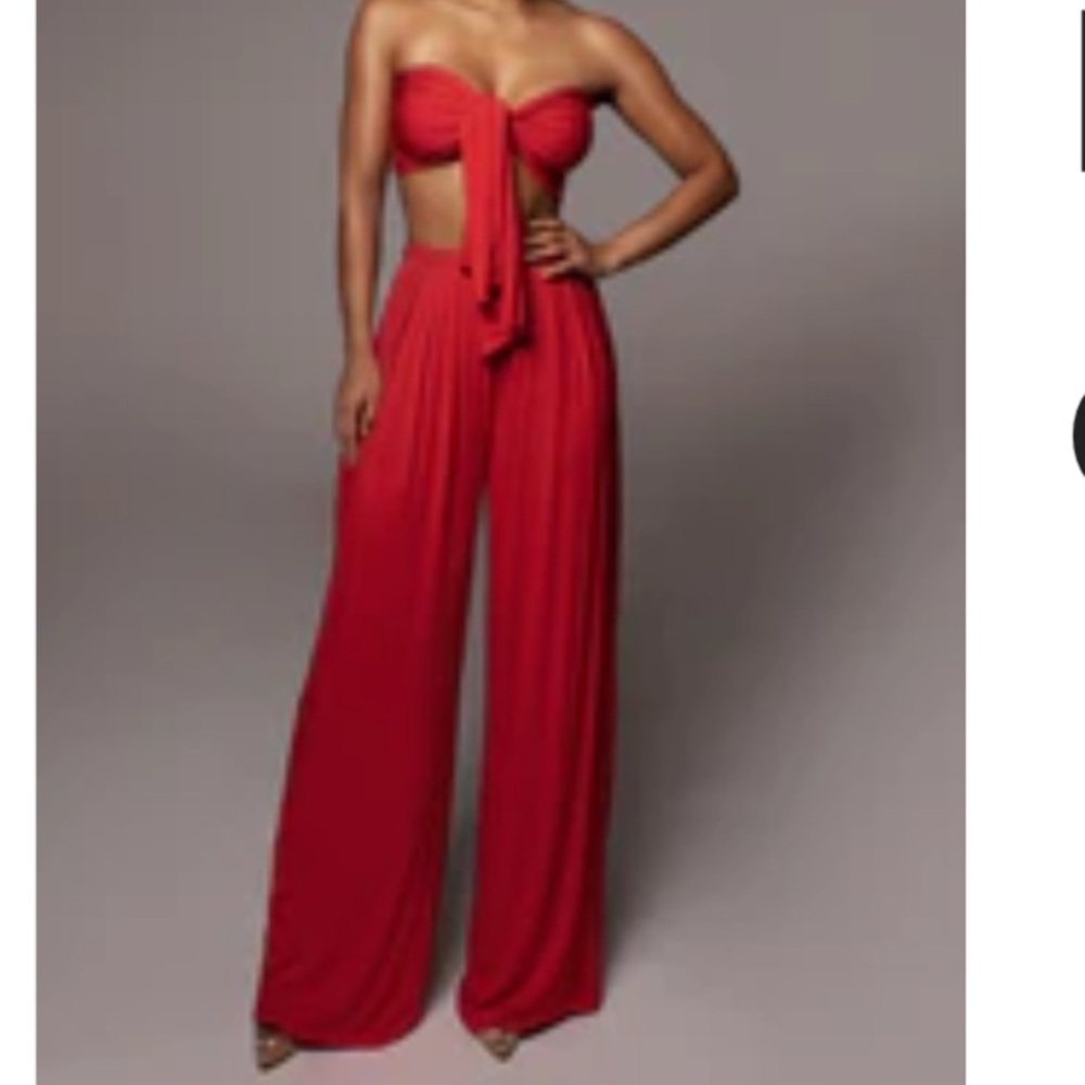 Red bandeau pant set
